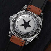 Red Star Artisan Engraved Case Automatic Diver #8912G-B