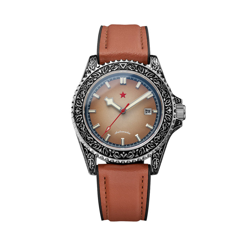 Red Star Artisan Engraved Case Automatic Diver #8912G-B