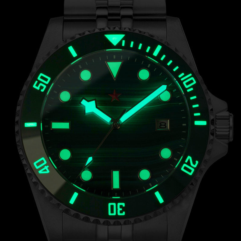 Red Star Automatic Diver with Malachite Dial #8912G-C