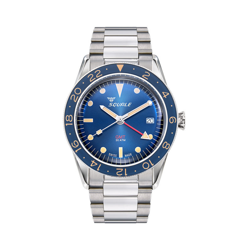Squale 300 Meter Swiss Automatic GMT-Dive Watch with Blue Dial and Bracelet #SUB-39GMTBL.BR22