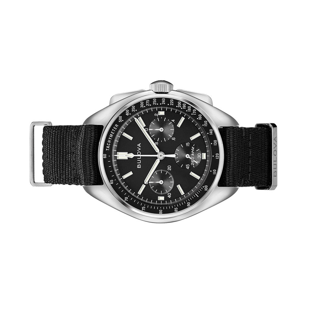 Bulova Lunar Pilot Chronograph 45mm with Black Dial and Nylon