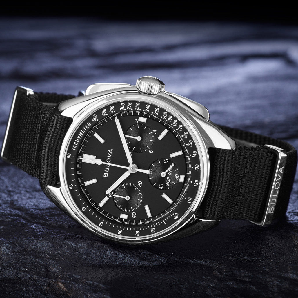 ブローバ　ルナパイロット　96a225 Bulova Lunar Pilot Chronograph 45mm with Black Dial and Nylon