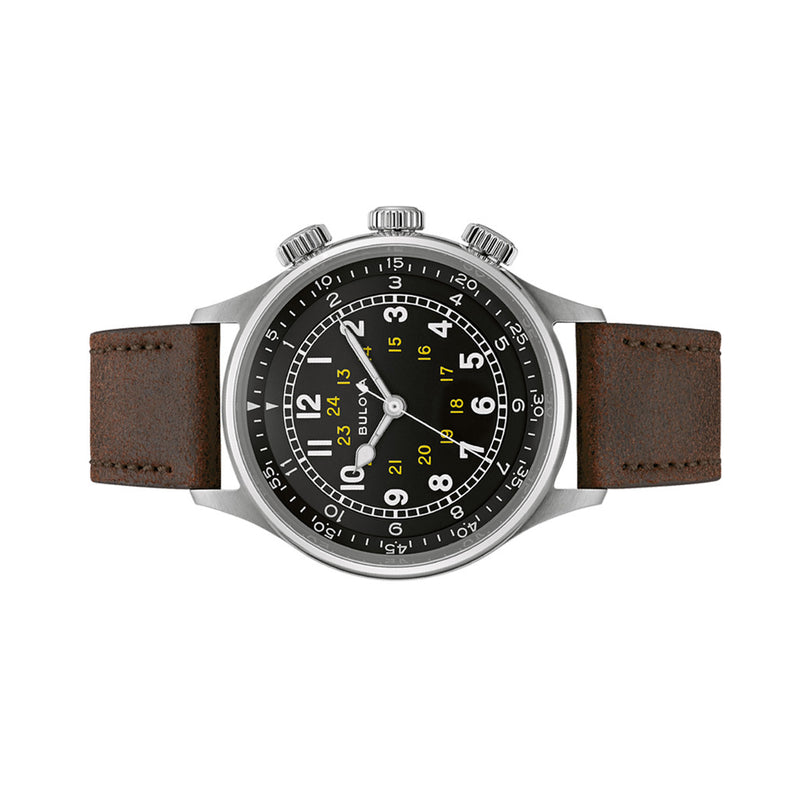 Bulova A15 Automatic Field Watch with Brown Strap #96A245 side
