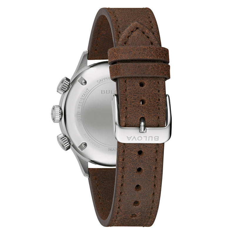 Bulova A15 Automatic Field Watch with Brown Strap #96A245 back
