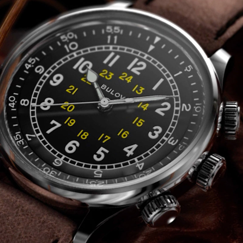 Bulova A15 Automatic Field Watch with Brown Strap #96A245 lifestyle