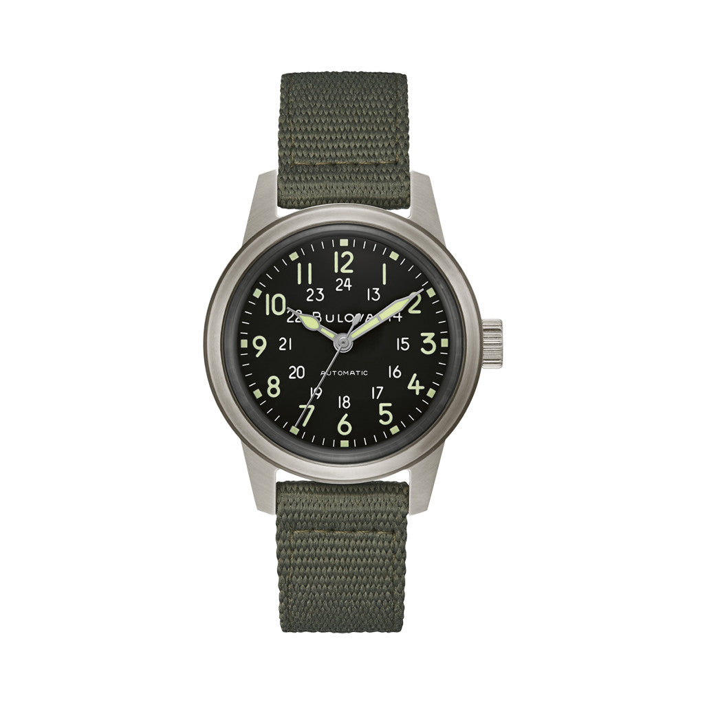 Bulova Hack Automatic Field Watch with 38mm Case and Black Dial