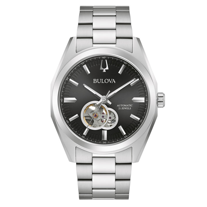 Bulova Surveyor Automatic Watch with Open Heart Black Dial #96A270 zoom