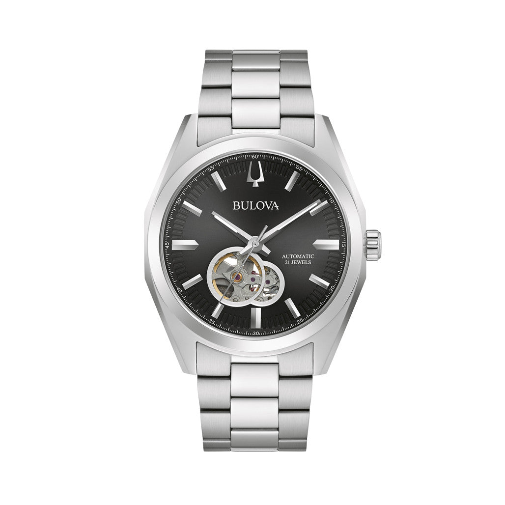 Bulova Surveyor Automatic Watch with Open Heart Black Dial #96A270