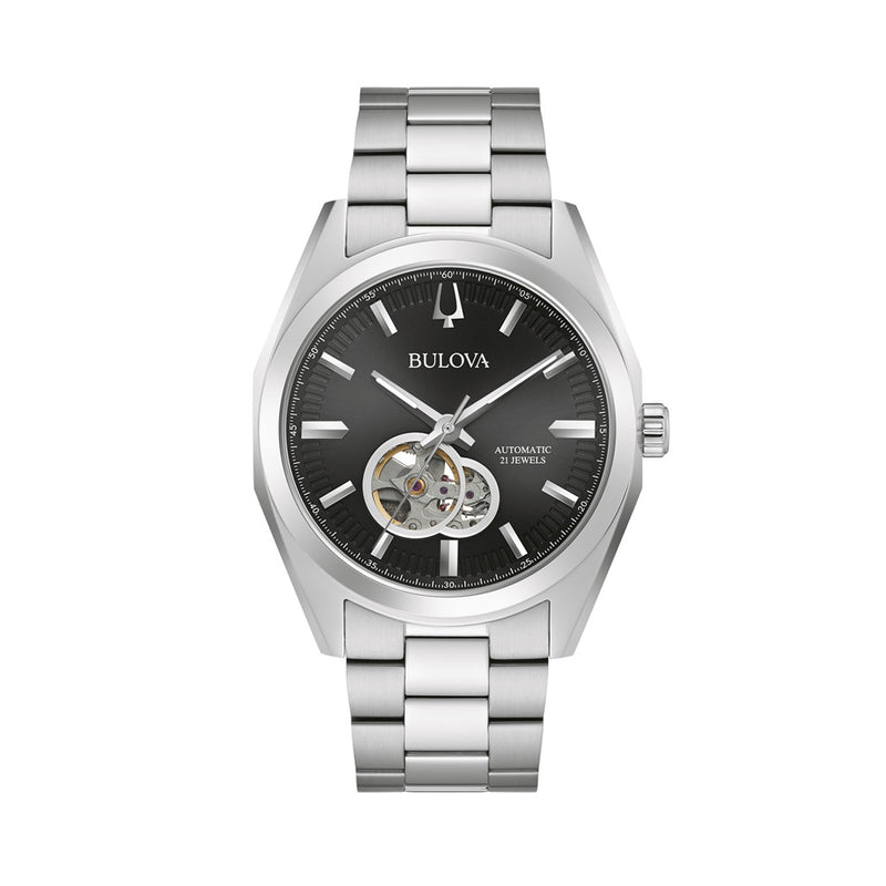 Bulova Surveyor Automatic Watch with Open Heart Black Dial #96A270