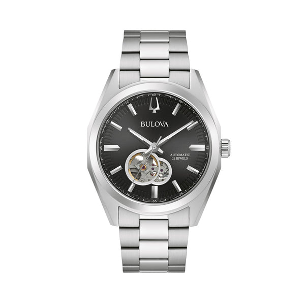 Bulova Surveyor Automatic Watch with Open Heart Black Dial #96A270