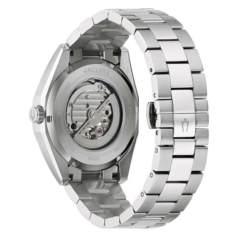 Bulova Surveyor Automatic Watch with Open Heart Black Dial #96A270 back