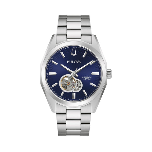 Bulova Surveyor Automatic Watch with Open Heart Blue Dial #96A275
