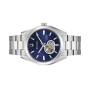 Bulova Surveyor Automatic Watch with Open Heart Blue Dial #96A275 side