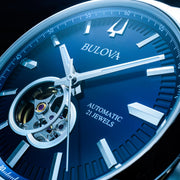 Bulova Surveyor Automatic Watch with Open Heart Blue Dial #96A275