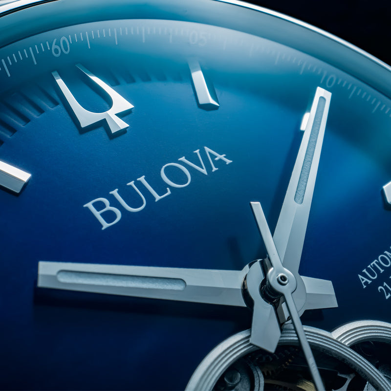 Bulova Surveyor Automatic Watch with Open Heart Blue Dial #96A275