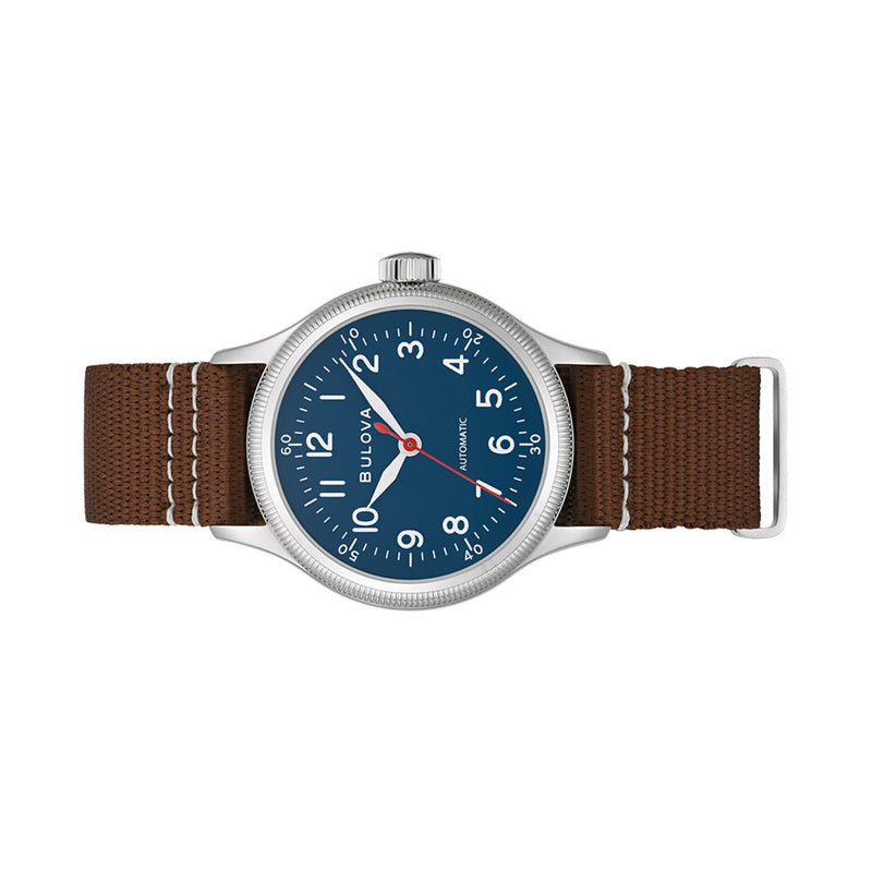 Bulova A11 Automatic 37mm Field Watch with Blue Dial #96A282 side