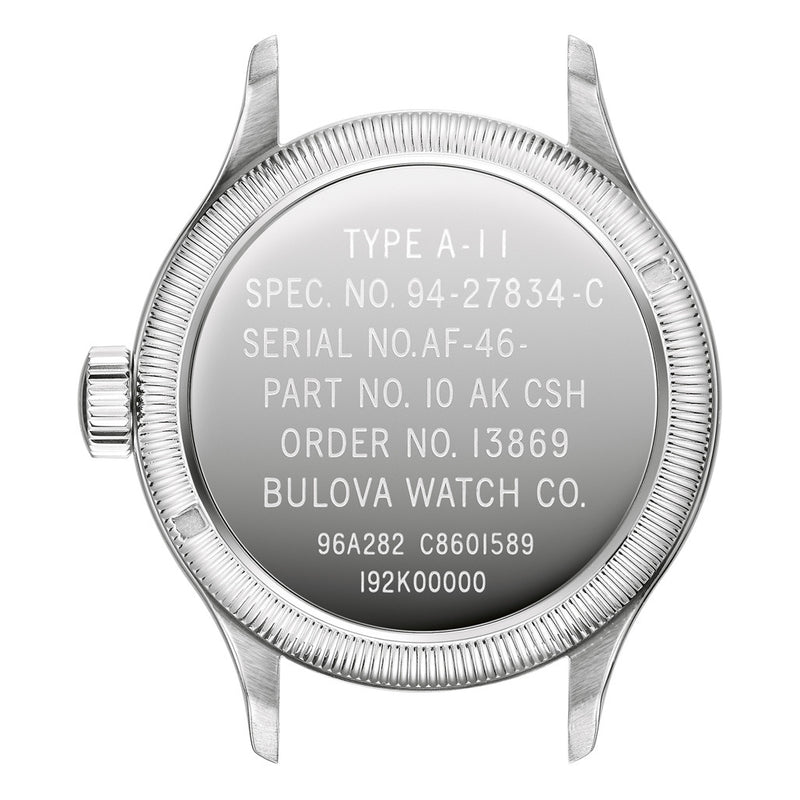 Bulova A11 Automatic 37mm Field Watch with Blue Dial #96A282 back