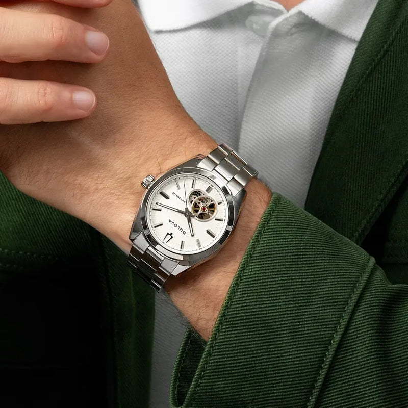 Bulova Surveyor Open Heart with White Dial #96A345