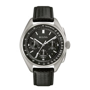 Bulova Lunar Pilot Chronograph 45mm with Black Dial and Leather Strap #96B251 zoom