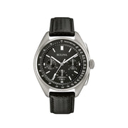 Bulova Lunar Pilot Chronograph 45mm with Black Dial and Leather Strap #96B251