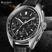 Bulova Lunar Pilot Chronograph 45mm with Black Dial and Leather Strap #96B251 lifestyle