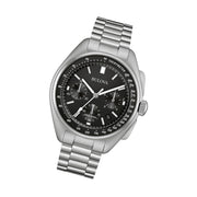Bulova Lunar Pilot Chronograph 45mm with Black Dial and Stainless Steel Bracelet #96B258 tilt