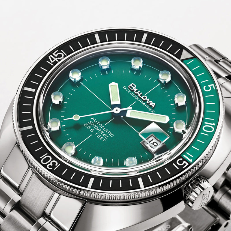 Bulova Snorkel Automatic Dive Watch with Green Dial #96B322 lifestyle