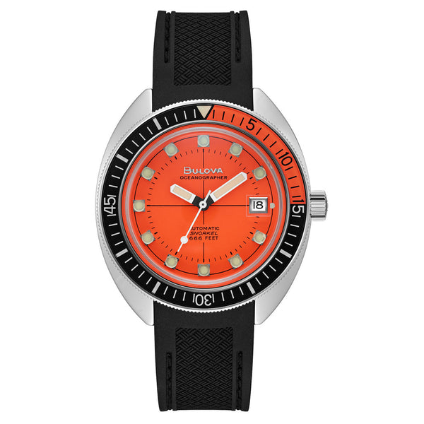 Bulova Snorkel Automatic Dive Watch with Orange Dial #96B350 zoom