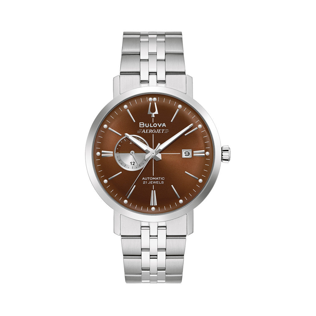 Bulova Aerojet Automatic Watch with Sunburst Brown Dial #96B375