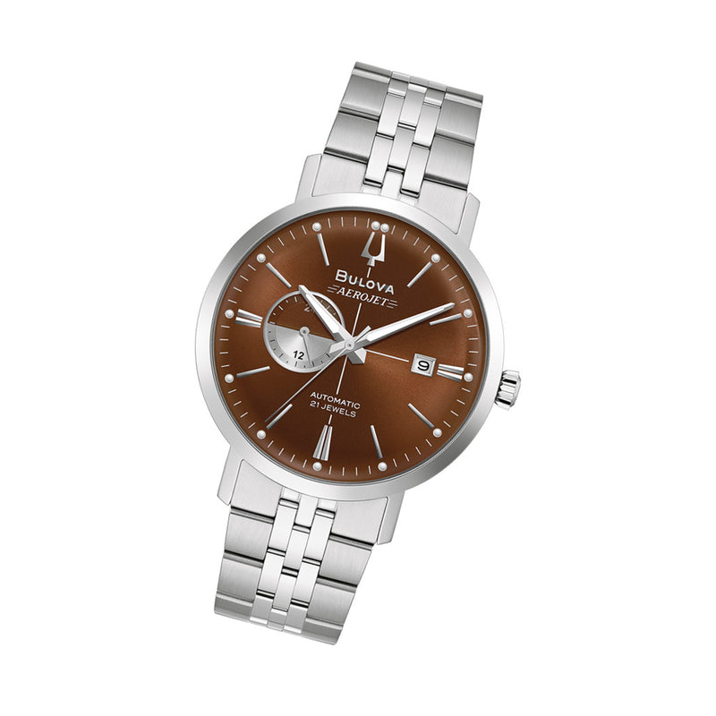Bulova Aerojet Automatic Watch with Sunburst Brown Dial #96B375 tilt