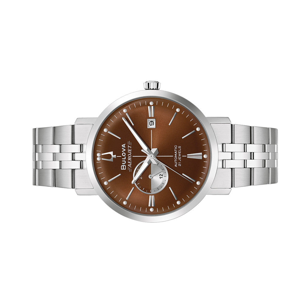 Bulova Aerojet Automatic Watch with Sunburst Brown Dial #96B375
