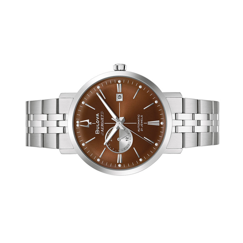 Bulova Aerojet Automatic Watch with Sunburst Brown Dial #96B375 side