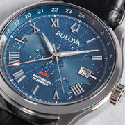 Bulova Wilton Automatic Traveller GMT with World Blue Dial #96B385 lifestyle