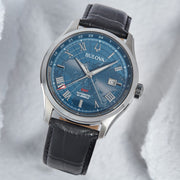 Bulova Wilton Automatic Traveller GMT with World Blue Dial #96B385 lifestyle