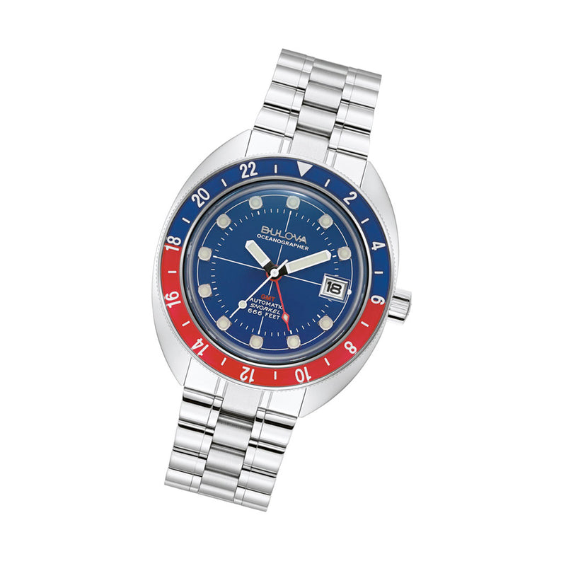 Bulova Oceanographer GMT Automatic Dive Watch with Blue Dial #96B405