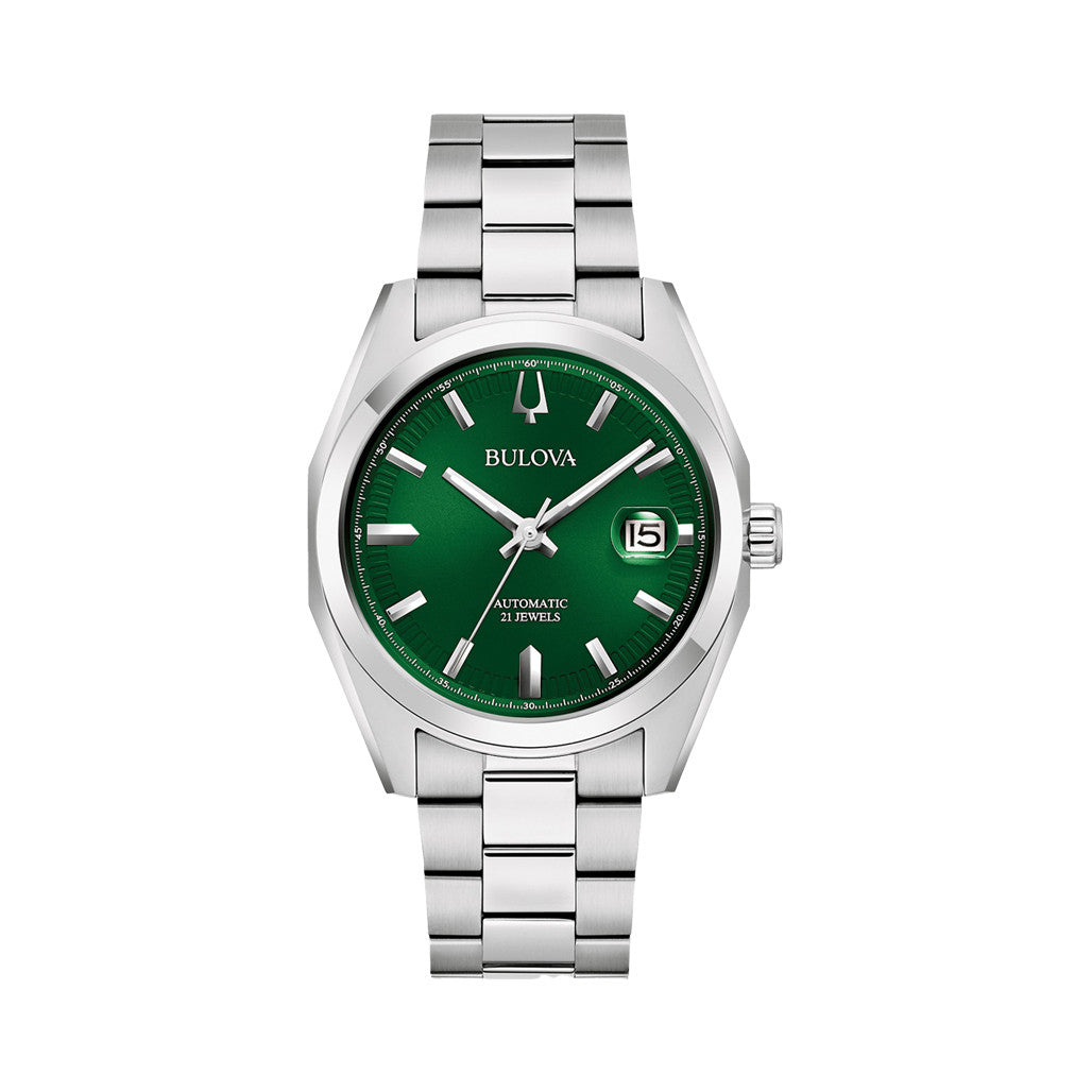 【Kimirio様】#852　グリーンオニキス　#861P　フロストクォーツ Bulova Surveyor Automatic Watch with Sunburst Green Dial #96B429