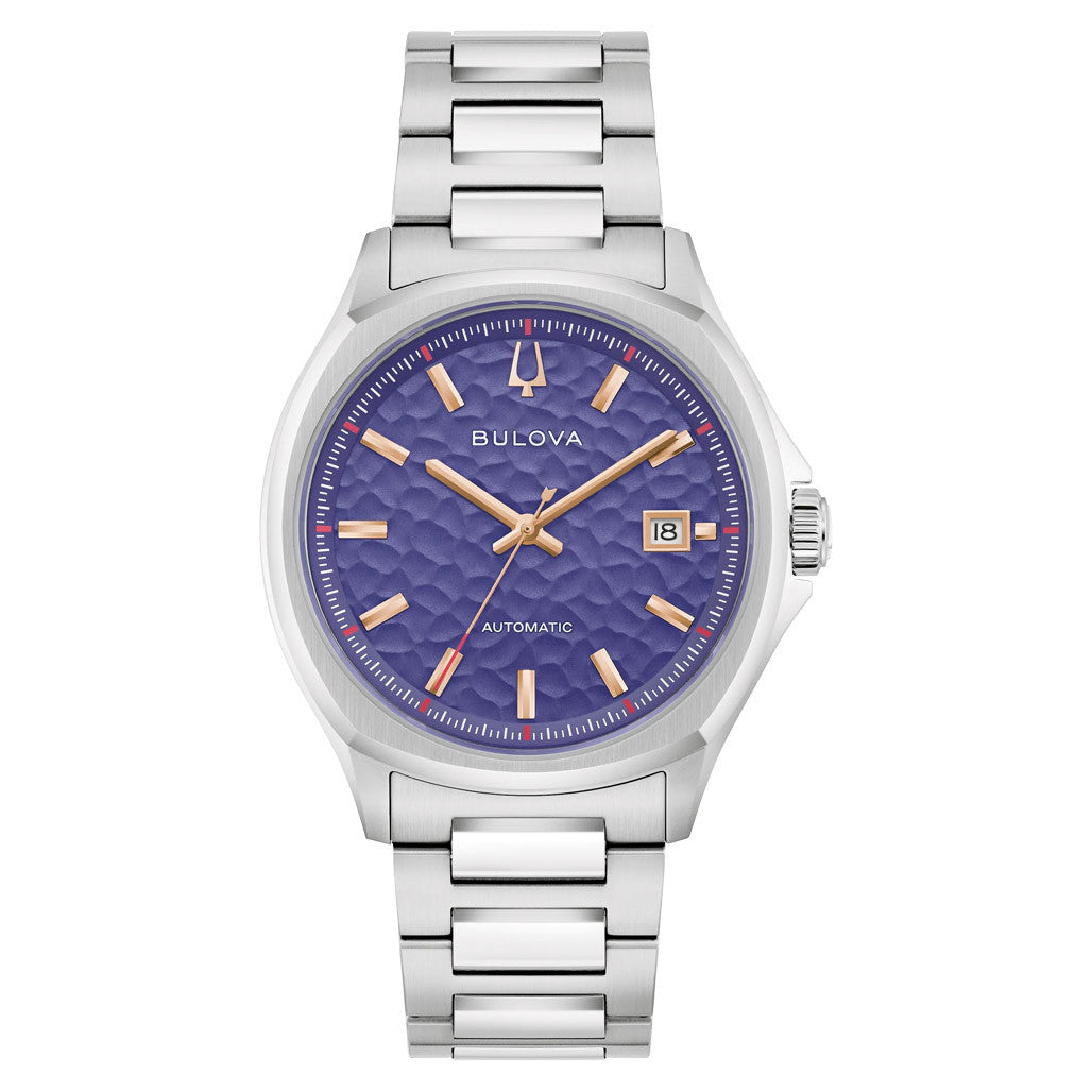 Bulova Tony Bennett NYC Purple Hammered Dial Watch #96B484 — Long