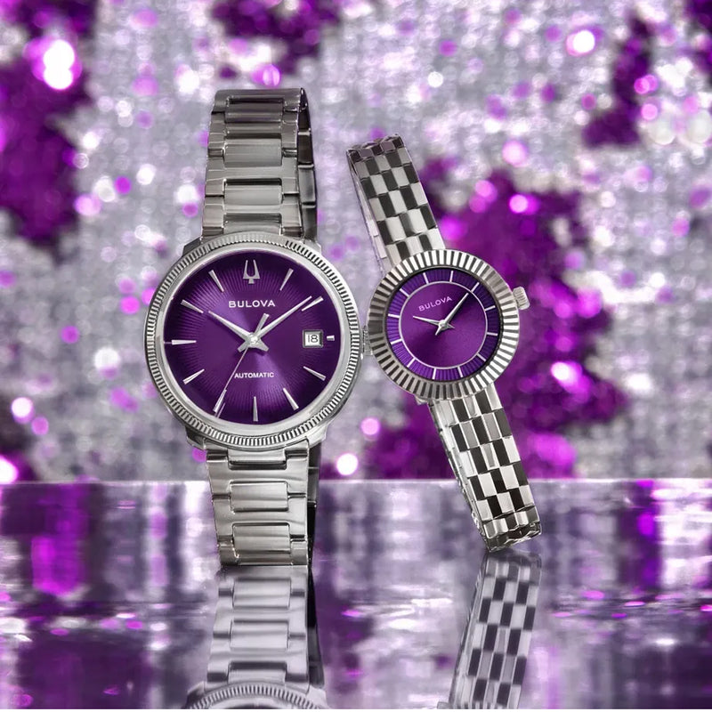 Bulova Disco Automatic Watch with Purple Dial #96B485