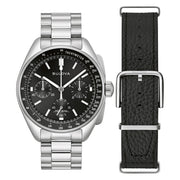 Bulova Lunar Pilot Chronograph 43.5mm with Black Dial and Stainless Steel Bracelet #96K111 both