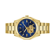 Bulova Gold-Tone Surveyor Open Heart with Blue Dial #97A203