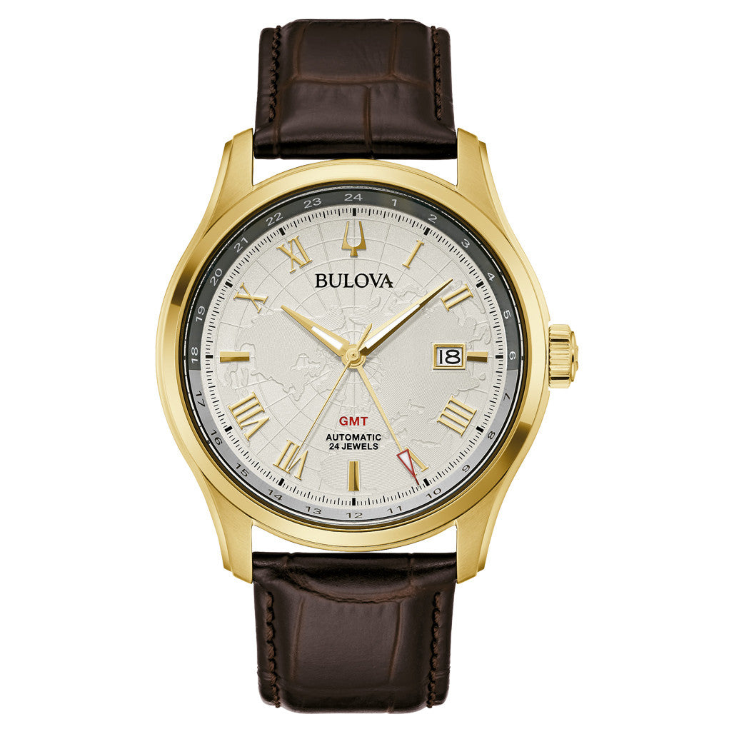 Bulova Wilton Automatic Traveller GMT with Gold-tone Case and