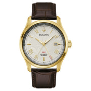 Bulova Wilton Automatic Traveller GMT with Gold-tone Case and Silver Dial #97B210 zoom
