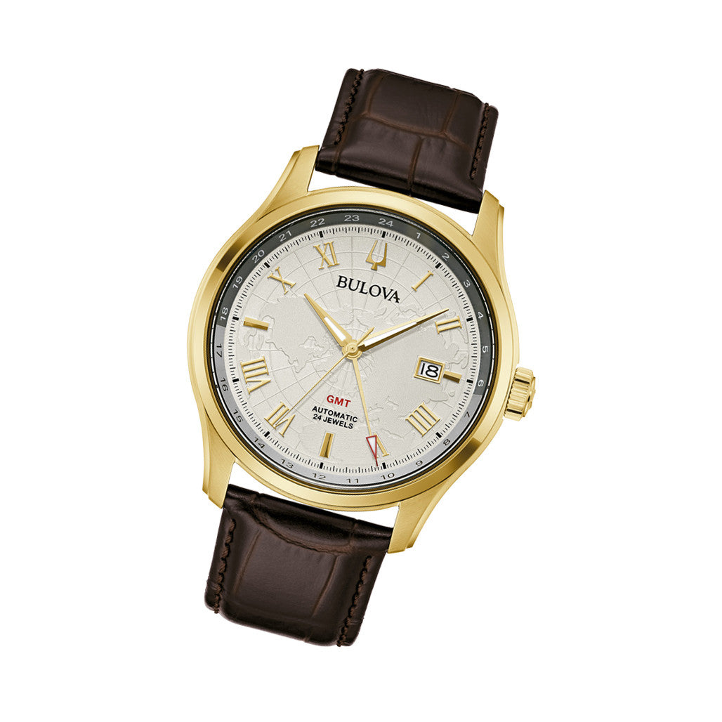 Bulova Wilton Automatic Traveller GMT with Gold-tone Case and