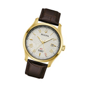 Bulova Wilton Automatic Traveller GMT with Gold-tone Case and Silver Dial #97B210 tilt