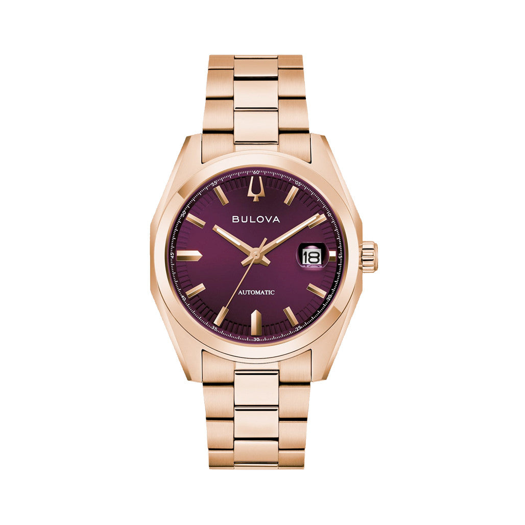 D4プリンセス(4) フォームアップBOX〈限定・BOX付〉 Bulova Surveyor Rose Gold-Tone With Purple Dial #97B234 — Long