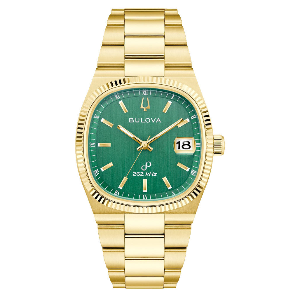 Bulova Super Seville Gold-Tone With Green Dial #97B237 — Long