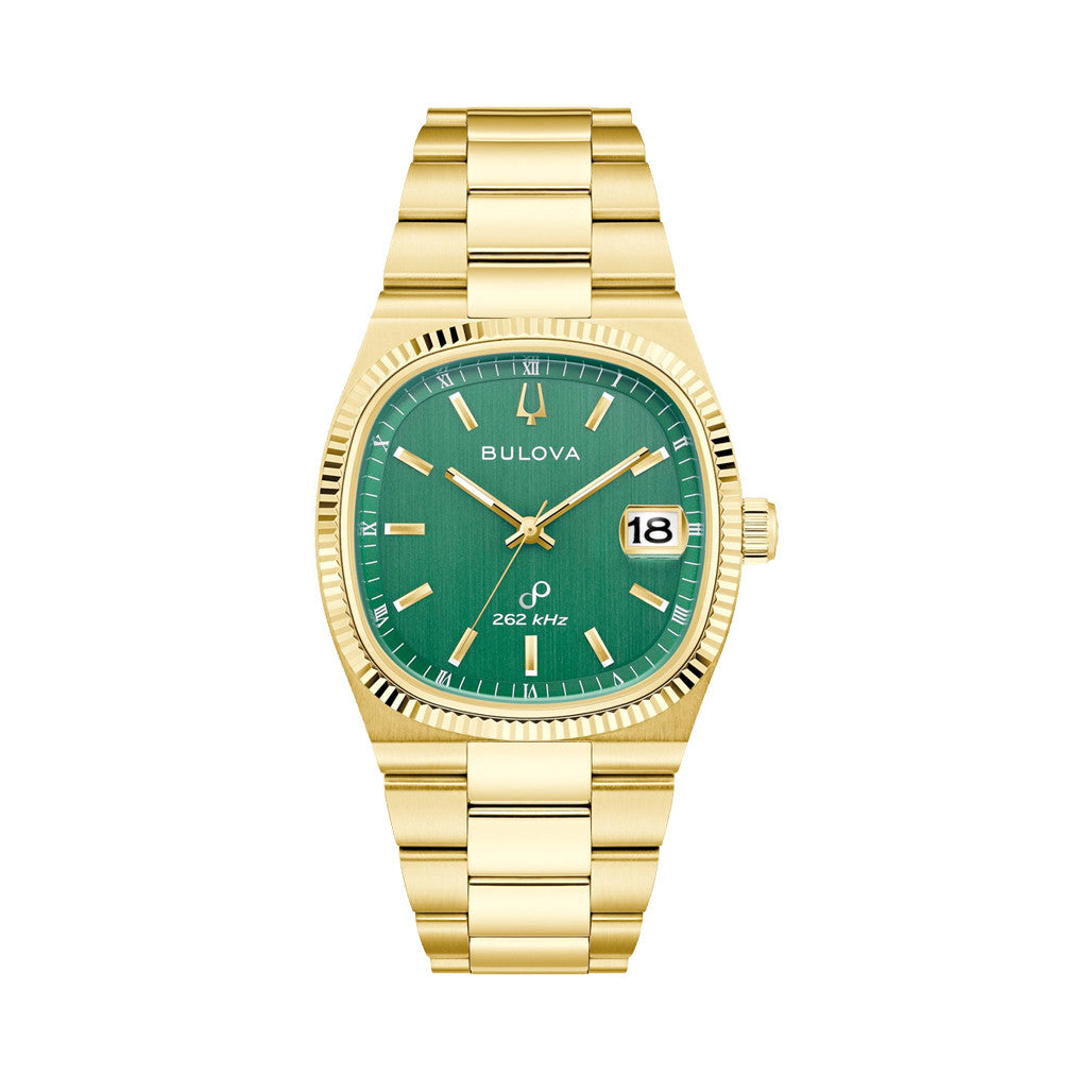 Bulova Super Seville Gold-Tone With Green Dial #97B237 — Long