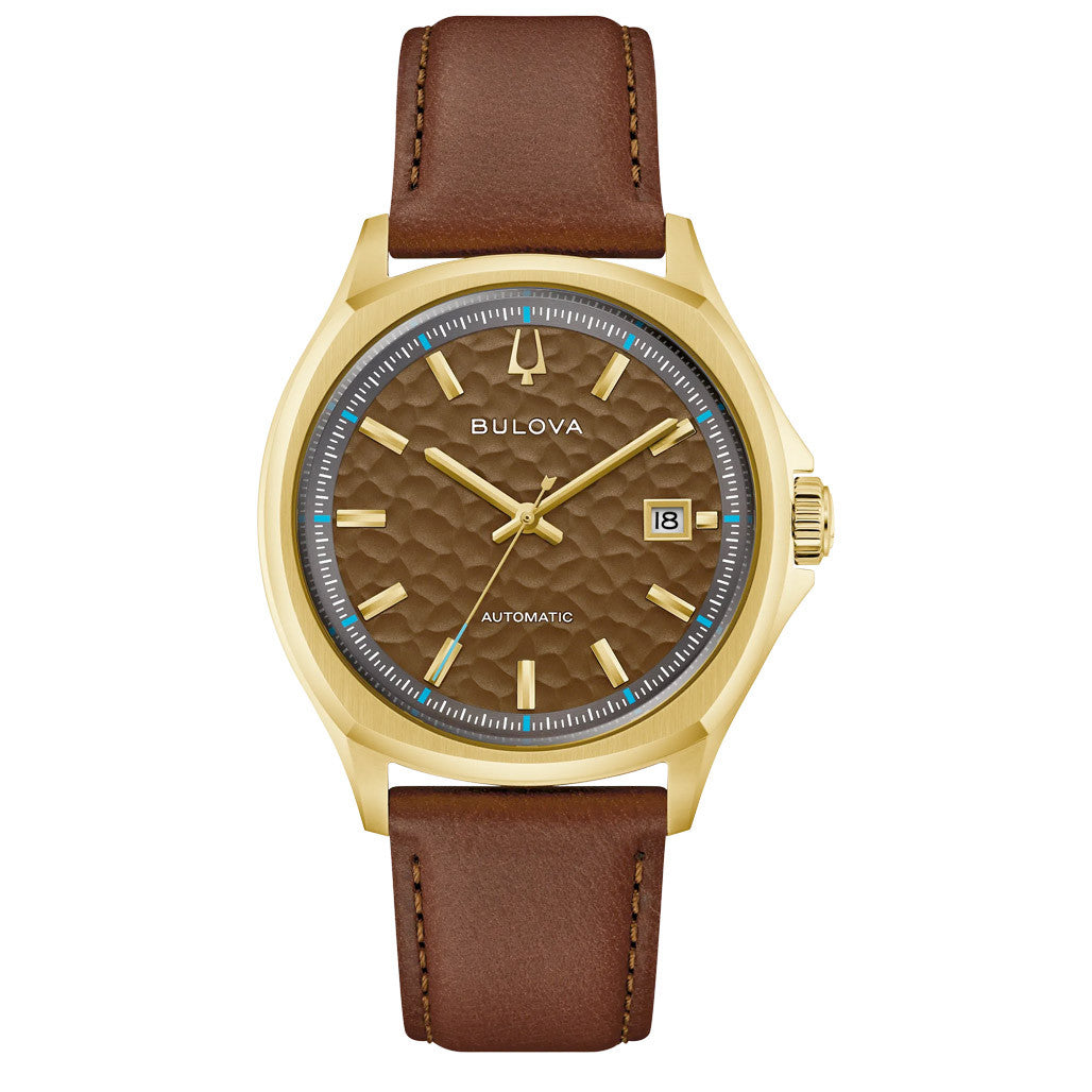 【098】SPECIAL GOLD BROWNティンシャ・アスタマンガル Bulova Tony Bennett NYC Brown Hammered Dial Watch #97B244 — Long
