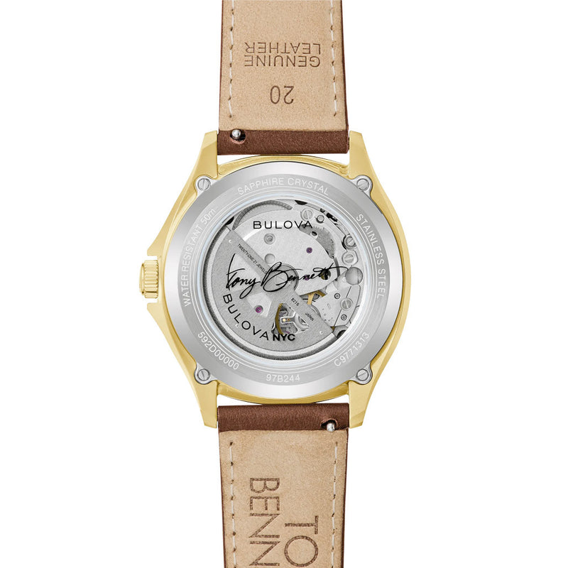 Bulova Tony Bennett NYC Brown Hammered Dial Watch #97B244