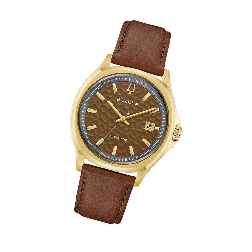 Bulova Tony Bennett NYC Brown Hammered Dial Watch #97B244 — Long